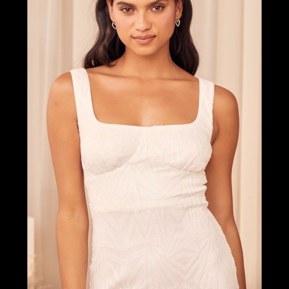 White sequin bachelorette dress from Lulus NWT